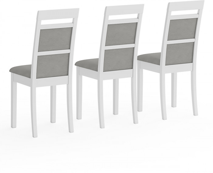 Три стула Мебель--24 Гольф-12 разборных, цвет белый, обивка ткань велюр серый 63, ШхГхВ 40х40х100 см., от пола до верха сиденья 47 см.(мягкая спинка)