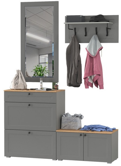 Остин Прихожая 44, серый графит/дуб крафт золотой