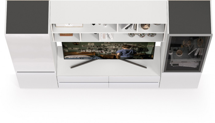 Сидней Комплектация № 039, корпус белый/чёрный/фасады МДФ белый глянец