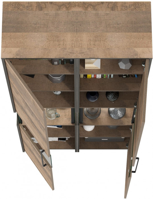 Трувор 13.205 Шкаф-пенал с витриной + 13.205 Шкаф-пенал с витриной, дуб гранж песочный/интра