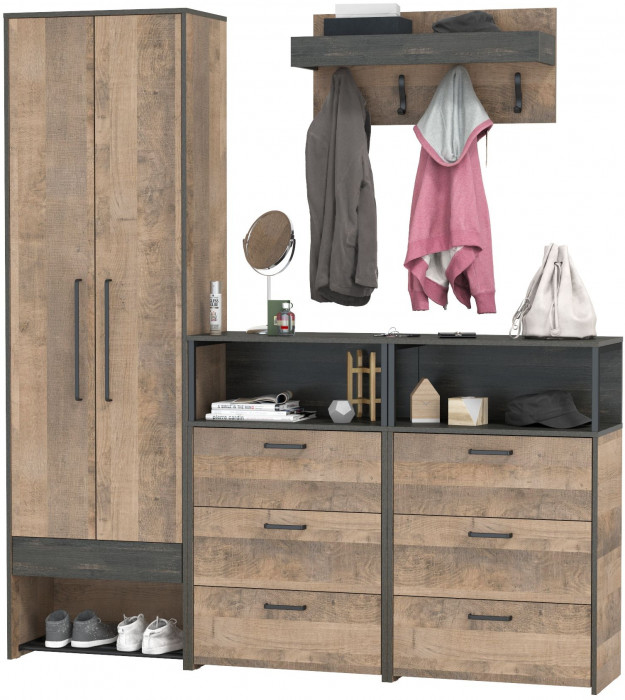 Трувор Прихожая 207, дуб гранж песочный/интра