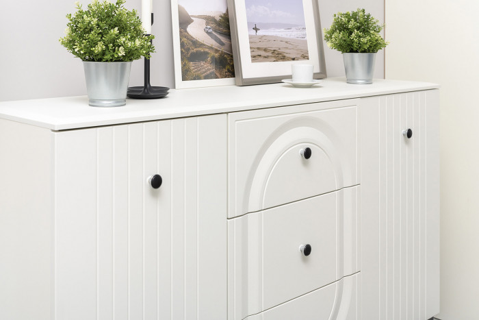 Валенсия Гостиная № 097, ЛДСП белый шагрень/МДФ белый шагрень