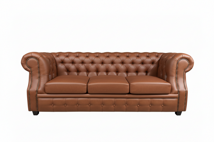 Диван офисный Честер ЛОФТ 3-х местный, экокожа светло-коричневый