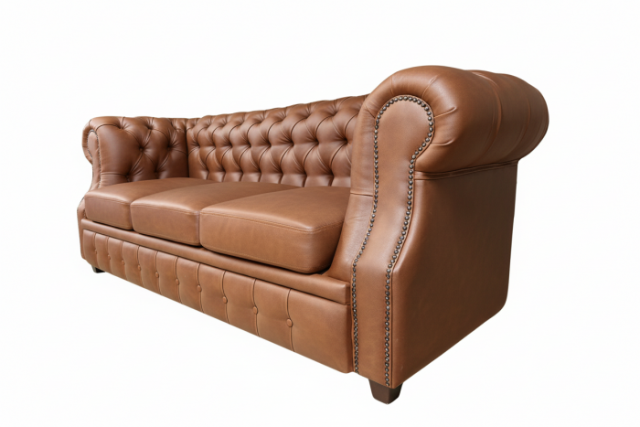 Диван офисный Честер ЛОФТ 3-х местный, экокожа светло-коричневый