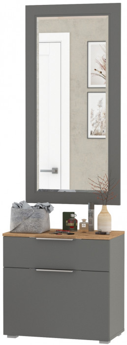 Октава Прихожая 38, серый графит/дуб крафт золотой/фасады МДФ серый графит