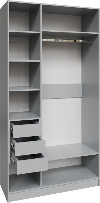 Шкаф Мадрид (1,2) с 3 ящ. внутри с зеркалом, Камень серый