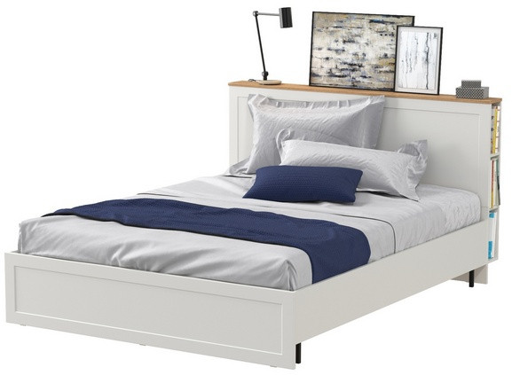 Остин 11.53 Кровать БЕЗ ортопеда, цвет белый шагрень/дуб крафт золотой, ШхГхВ 164,6х217,2х99,3 см., сп. м. 1600х2000 мм, б/м, б/о