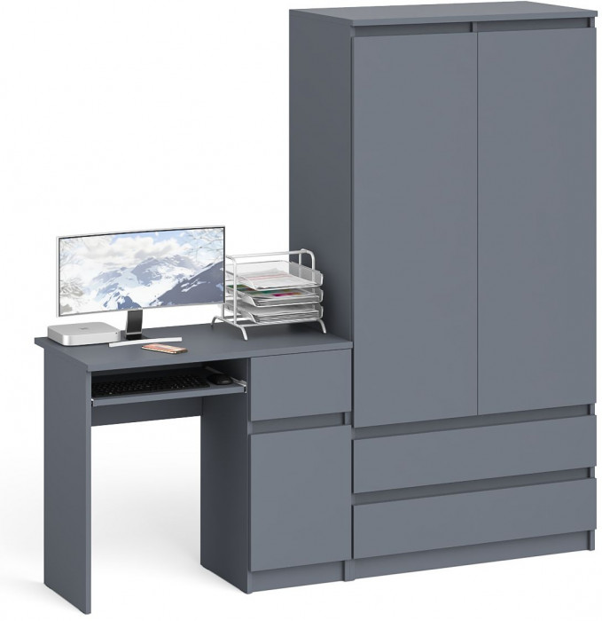 Мори Стол компьютерный МС-1 правый + Шкаф МШ900.1, цвет графит, ШхГхВ 180,4х50,4х179,6 см., выдвижной ящик справа, НЕ универсальная сборка