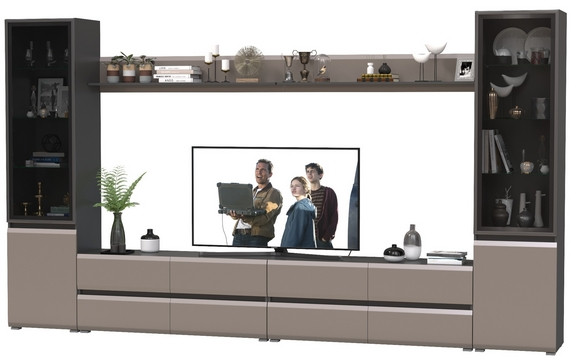 Сидней Комплектация № 103, цвет корпус: антрацит/фасады: МДФ веллюто капучино, ШхГхВ 359,8х41,3х205,2 см., универсальная сборка