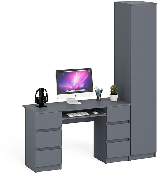 Мори Стол компьютерный МС-2 + Пенал МШ400.1, цвет графит, ШхГхВ 175,8х50,4х209,6 см., универсальная сборка