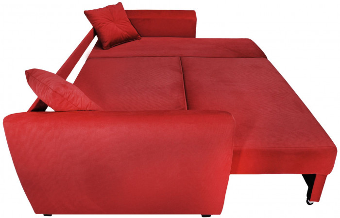 Диван-кровать угловой Амстердам Люкс, 160х200, еврокнижка, независимый пружинный блок, велюр, красный