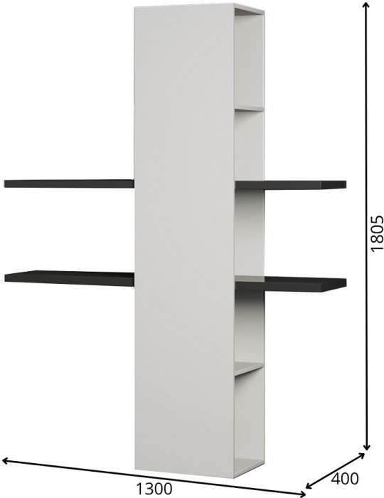 Полка навесная Альда, Белый глянец/Черный глянец