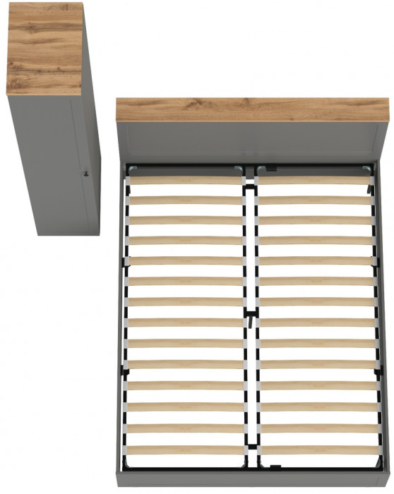 Остин 11.53 Кровать + ортопед + 13.225 Шкаф-пенал, серый графит/дуб крафт золотой