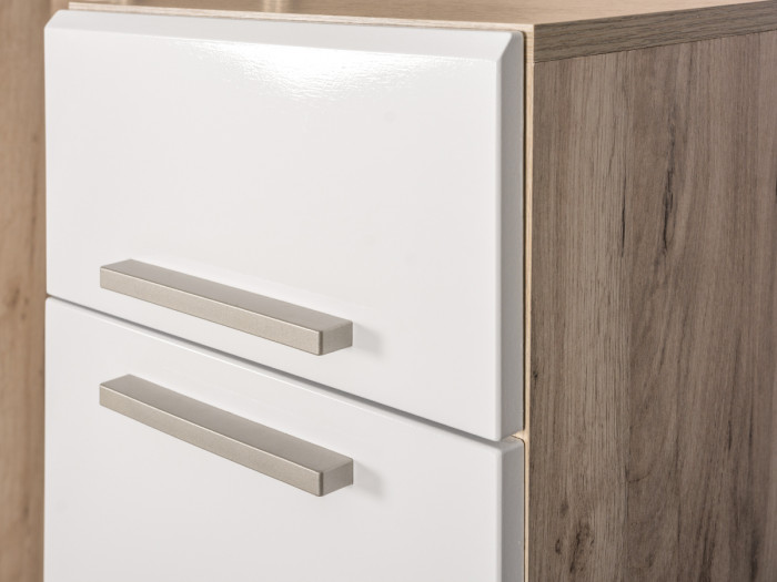 Лайн Прихожая № 12, цвет дуб крафт серый/фасады МДФ белый глянец, ШхГхВ 167х35х210 см., универсальная сборка