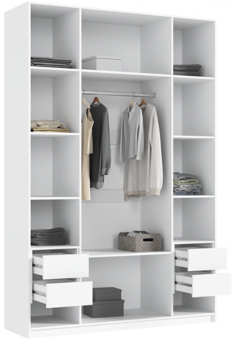 Марвэл Шкаф 4-х створчатый 1600, Белый/Браш вайт