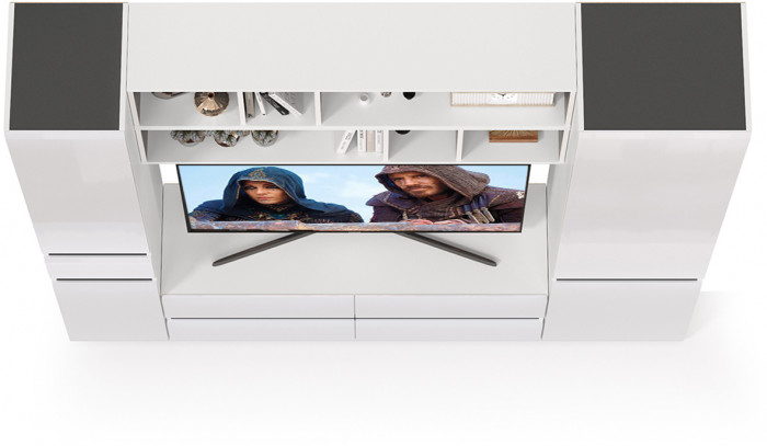 Сидней Комплектация № 041, корпус белый/чёрный/фасады МДФ белый глянец