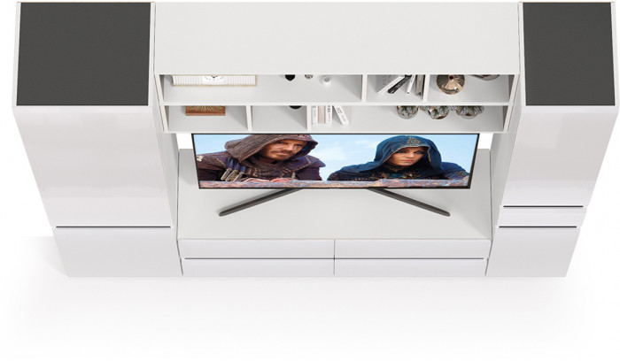 Сидней Комплектация № 041, корпус белый/чёрный/фасады МДФ белый глянец