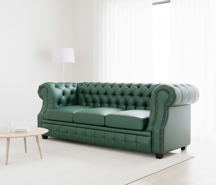 Диван Честер ЛОФТ 3-х местный, зеленый