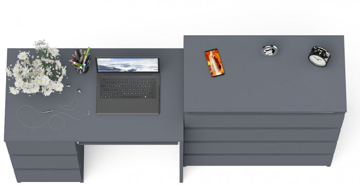 Мори компьютерный стол МС-6 левый + Комод МК800.4, графит