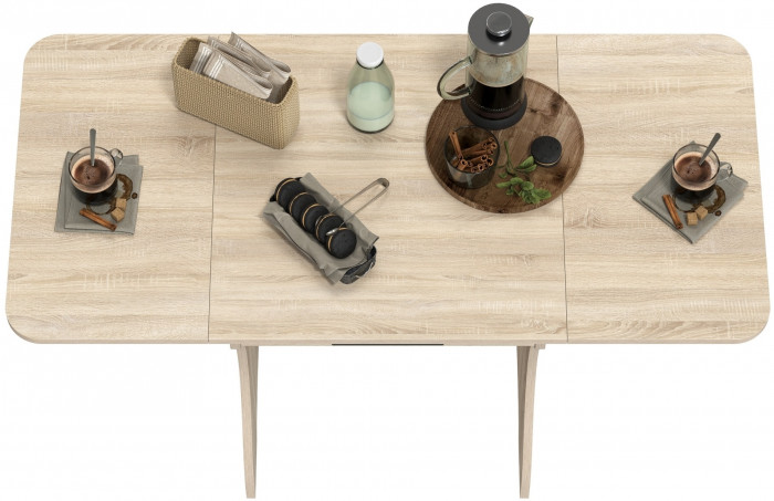 Стол обеденный раскладной с ящиком 6-02.120ТМдубсон, цвет дуб сонома, ШхГхВ 120х57х75 см., 60х57х75 см. сложенный