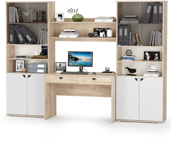 КР100 Бостон № 40, цвет дуб эндгрейн элегантный/фасады МДФ милк рикамо софт, 13.156+12.69+09.132+13.156, ШхГхВ 268,8х57,2х194,4 см.