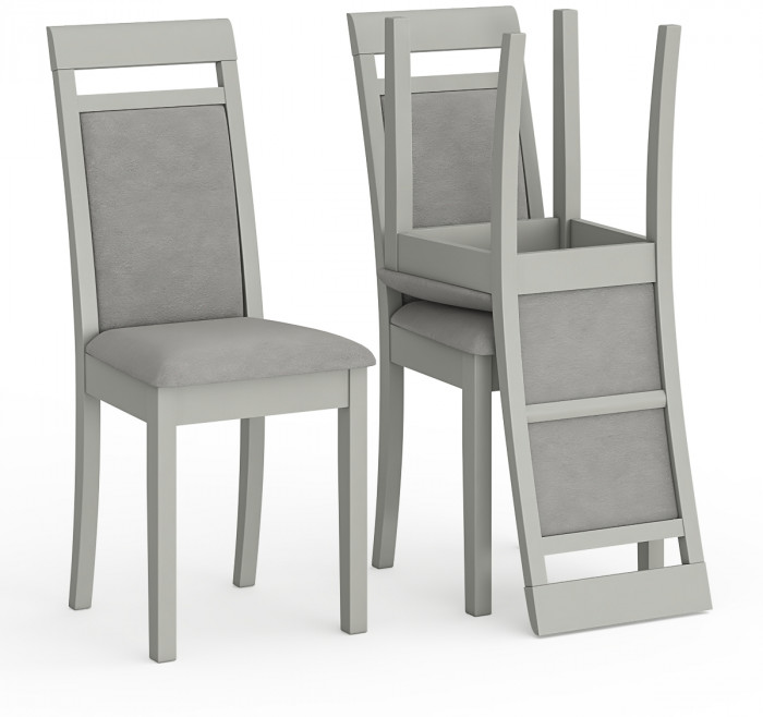 Три стула Мебель--24 Гольф-12 разборных, цвет серый, обивка ткань велюр серый 63, ШхГхВ 40х40х100 см., от пола до верха сиденья 47 см.(мягкая спинка)