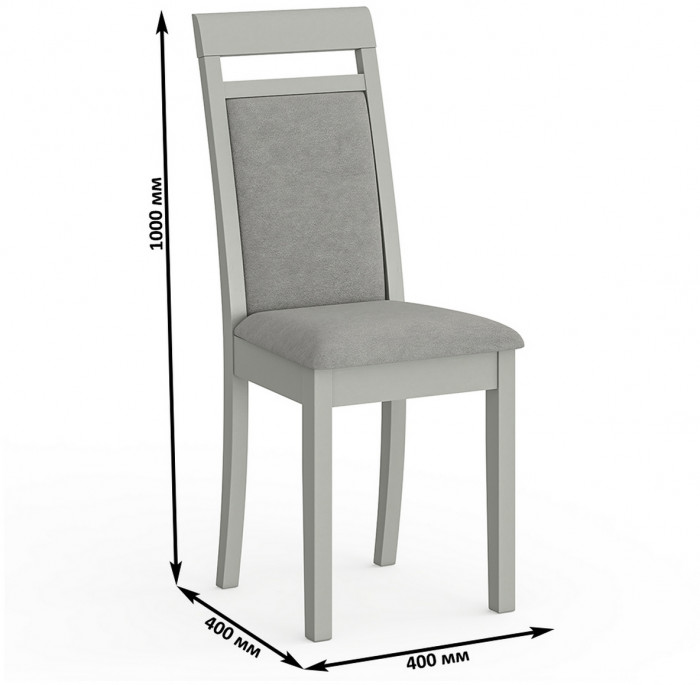 Три стула Мебель--24 Гольф-12 разборных, цвет серый, обивка ткань велюр серый 63, ШхГхВ 40х40х100 см., от пола до верха сиденья 47 см.(мягкая спинка)