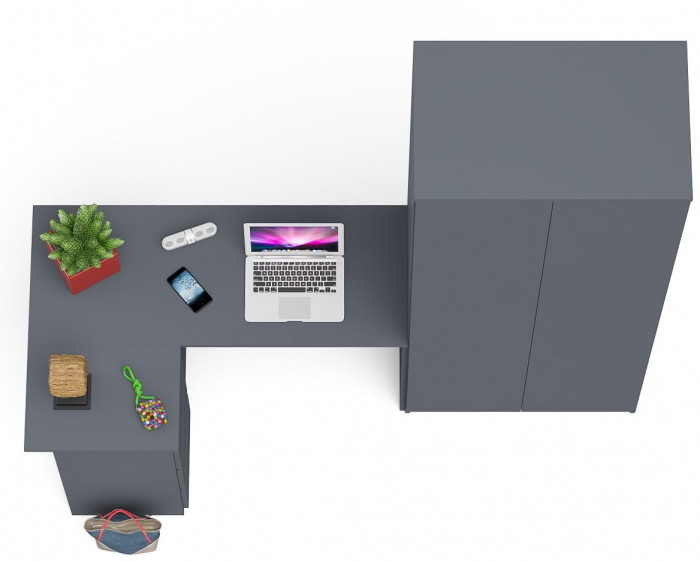 Мори компьютерный стол МС-16 левый + Шкаф МШ800.1, графит