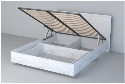 Кровать 1,4 арт.031 (ЛДСП) ПМ. (Бетон Светлый/Белый Глянец)
