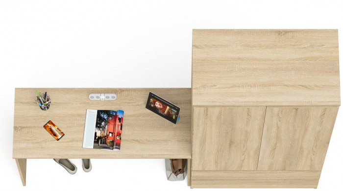 Мори Стол письменный МСП1200.1 + Шкаф МШ900.1, цвет дуб сонома, ШхГхВ 210,8х50,4х179,6 см., универсальная сборка