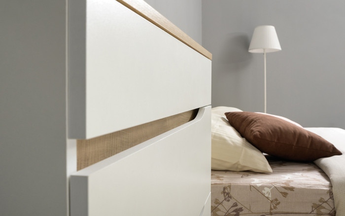 Муссон Спальня № 14, цвет белый/дуб эндгрейн элегантный, ортопед, сп. м. 1600х2000 мм., б/м