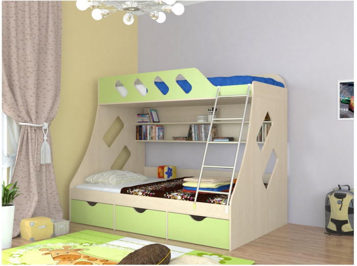 Дельта-20.01 Детская двухъярусная кровать с лестницей (Венге, Дуб молочный)