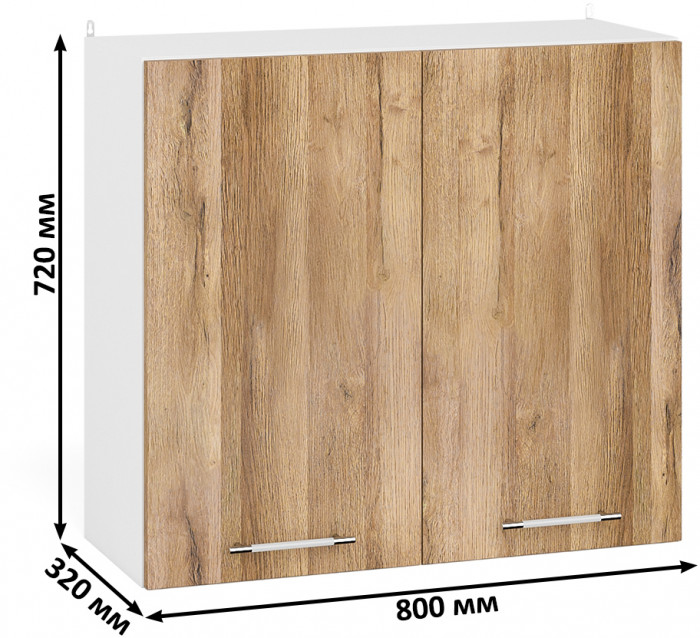 Кухня Мебель--24 ШВ800 Шкаф 80 см., корпус белый/фасад МДФ дуб вотан