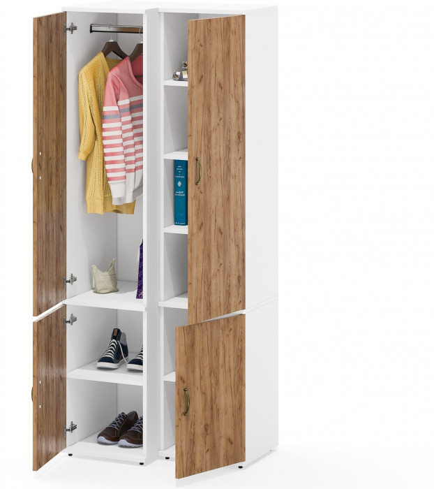 Лидер-8 Модуль Пенал МД 22Б + Пенал МД 23Б, белый шагрень/крафт золото