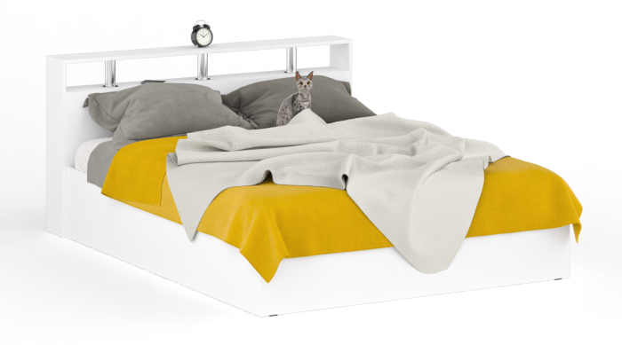 Камелия спальня № 3 Кровать 1600 + Две тумбы + Стол косметич. + Зеркало + Комод + Шкаф 4-х, цвет белый, сп.м. 1600х2000 мм., б/м, осн. есть