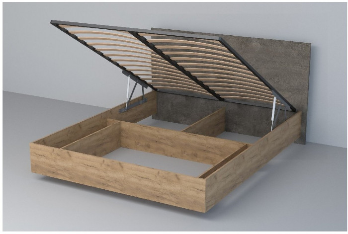 Кровать 1,4 арт.031 (ЛДСП) ПМ. (Бетон Светлый/Камень Темный)