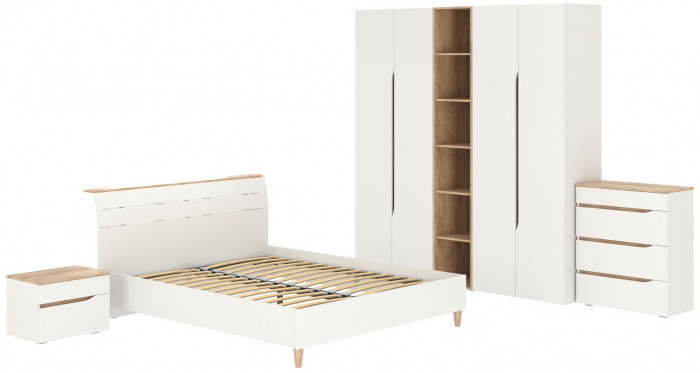 Муссон Спальня № 15, цвет белый/дуб эндгрейн элегантный, ортопед, сп. м. 1600х2000 мм., б/м