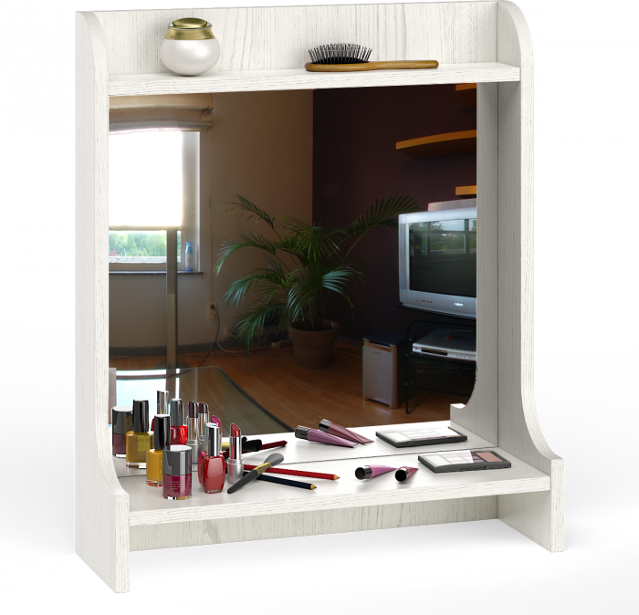 Ливерпуль Стол туалетный 12.46 + Полка 10.118 + Полка 10.117 + Пуф 14.02, ясень ваниль/белый