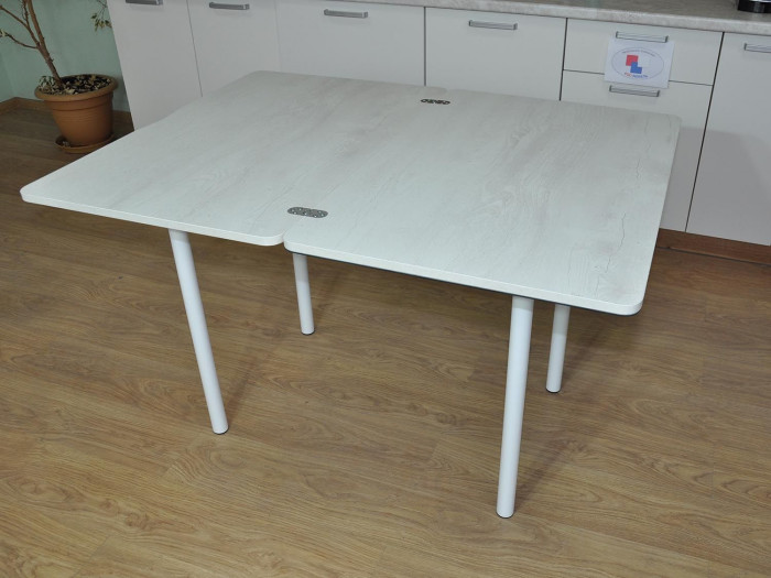 Симпл фотопечать стол обеденный раскладной / мрамор белый/бетон белый/белый