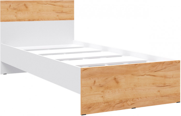 Кровать Юнона (0,9 м) белый/дуб крафт золотой