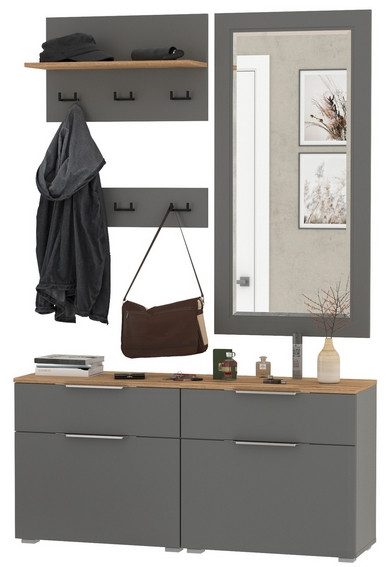 Октава Прихожая 40, серый графит/дуб крафт золотой/фасады МДФ серый графит