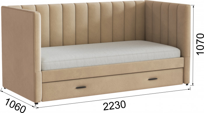 Подростковая кровать "Нега" с бортами (интерьерная), Бежевый