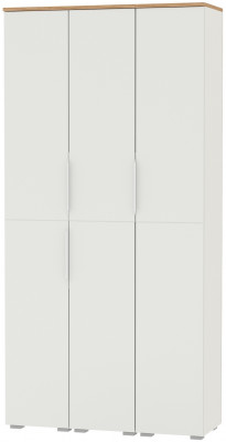 Октава 13.228 Шкаф-пенал + 13.228 Пенал + 13.228, цвет белый шагрень/дуб крафт золотой/фасады МДФ белый шагрень, ШхГхВ 96,6х35,3х197,6 см., ун. сб.