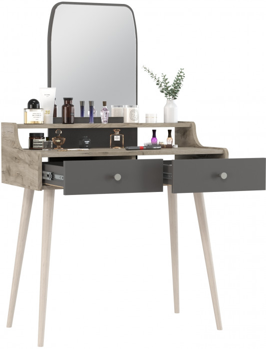 Трюмо 4-25916дкс/граф, цвет дуб крафт серый/графит, ШхГхВ 80х44,8х133 см.