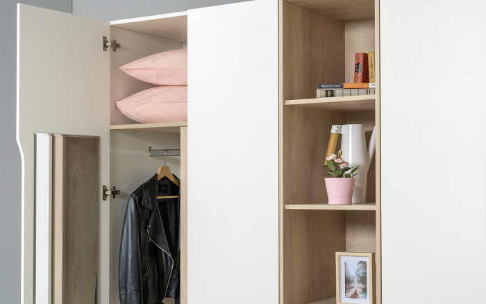 Муссон Спальня № 16, цвет белый/дуб эндгрейн элегантный, ортопед, сп. м. 1600х2000 мм., б/м