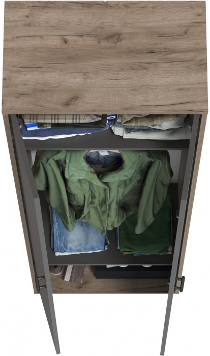 Прихожая 2-3430дкт/граф Домино - Шкаф для одежды, цвет дуб крафт табачный/графит, ШхГхВ 60х36х202 см.