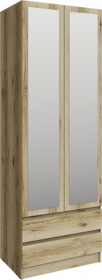 Шкаф Мадрид (0,8) с 2 ящ. без ручек с зеркалом, Дуб делано