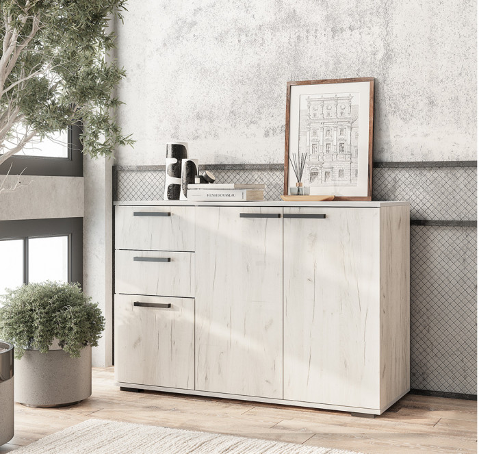 Комод "Стандарт №3" NEW (1200х828х460) дуб крафт белый