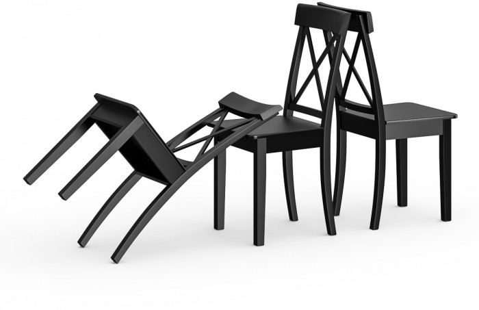 Три стула Мебель--24 Гольф-14 разборных, цвет венге, деревянное сиденье венге, ШхГхВ 41х42х95 см., от пола до верха сиденья 47 см.