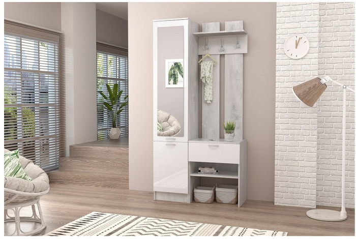 Прихожая Иннэс-3 (Камень Темный/Дуб Крафт Золотой)